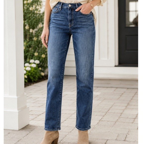 MOTHER Denim - Mother The Mid Rise Dazzler Ankle Jeans On The Edge Blue Straight Leg Size 29